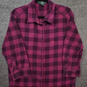 Woolrich Purple Flannel‎ Button Up Sleep Shirt Pajamas Size XL